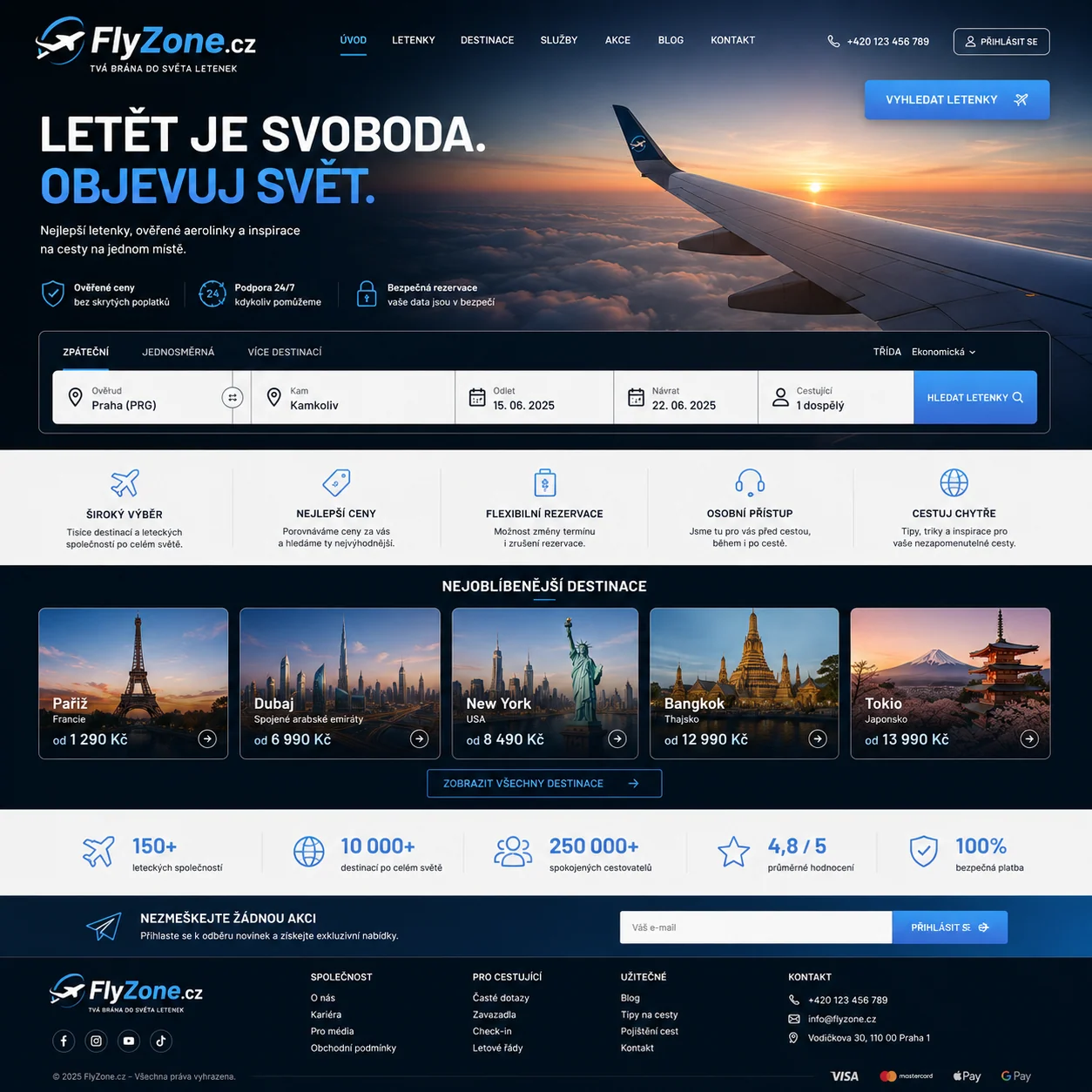 Návrh portálu FlyZone.cz pro vyhledávání letenek, destinací a cestovních služeb